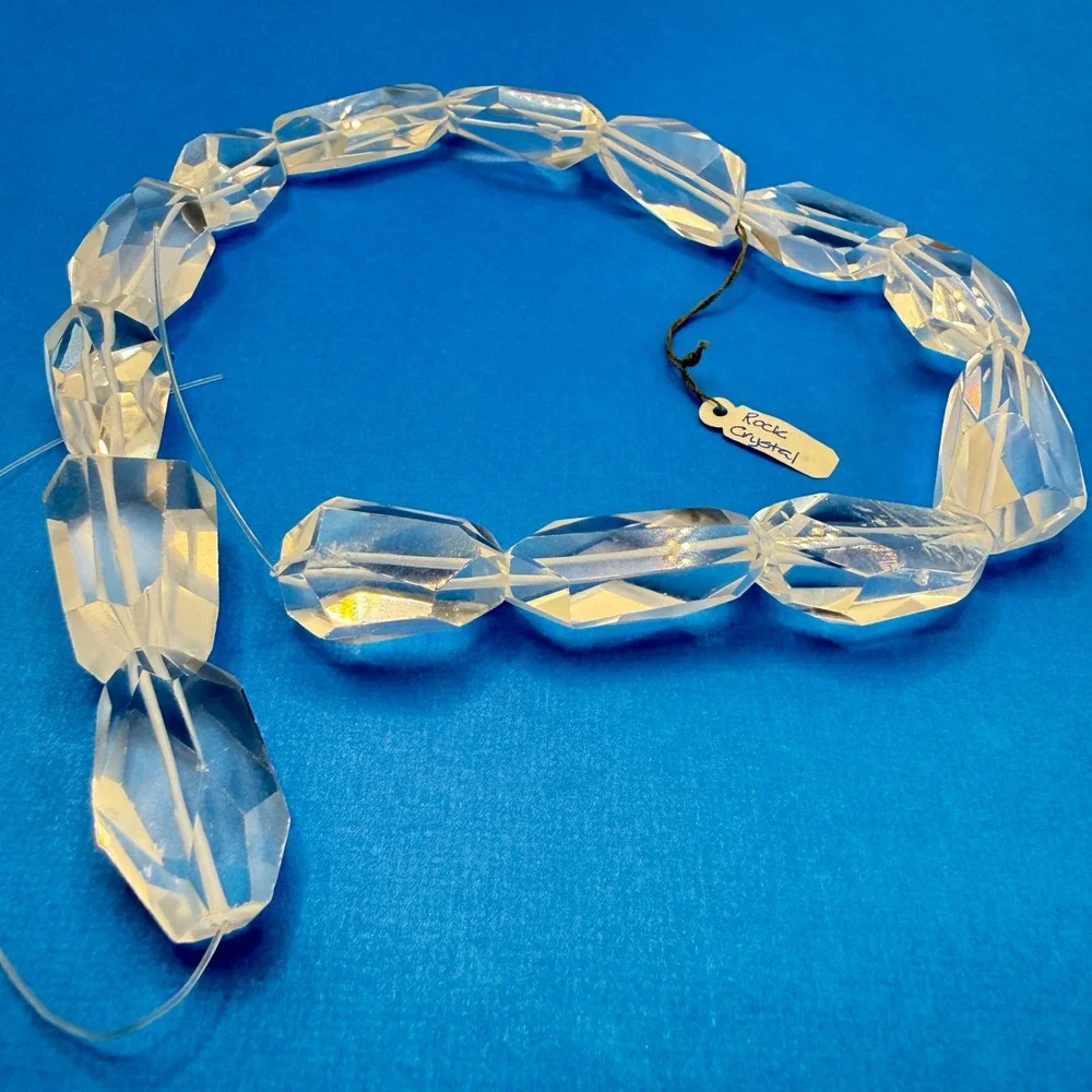 Rock Crystal Quartz Faceted Coffin Lozenge 1